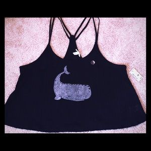 NWT Aeropostale Knit Top Black with white whale XL